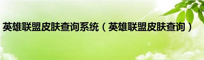 英雄联盟皮肤查询系统（英雄联盟皮肤查询）