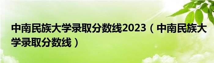 中南民族大学录取分数线2023（中南民族大学录取分数线）