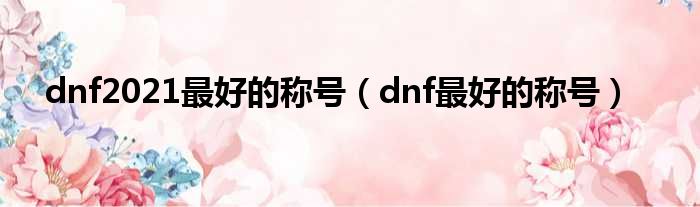 dnf2021最好的称号（dnf最好的称号）