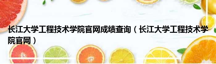 长江大学工程技术学院官网成绩查询（长江大学工程技术学院官网）