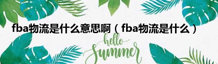 fba物流是什么意思啊（fba物流是什么）