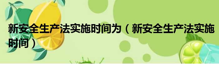 新安全生产法实施时间为（新安全生产法实施时间）