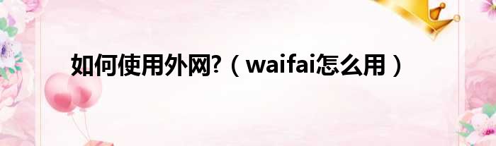 如何使用外网 （waifai怎么用）