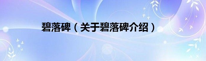  碧落碑（关于碧落碑介绍）