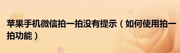 苹果手机微信拍一拍没有提示（如何使用拍一拍功能）