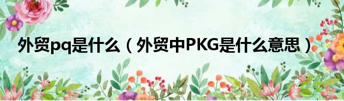 外贸pq是什么（外贸中PKG是什么意思）