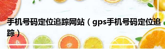 手机号码定位追踪网站（gps手机号码定位追踪）