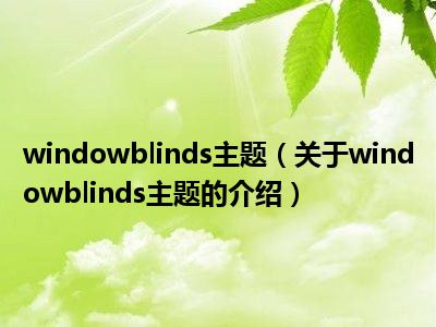windowblinds主题（关于windowblinds主题的介绍）