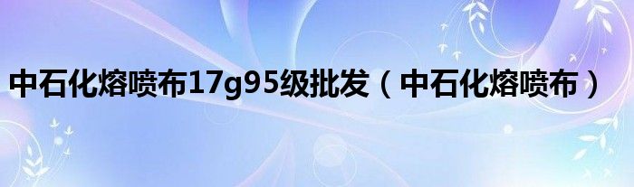  中石化熔喷布17g95级批发（中石化熔喷布）