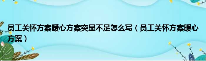 员工关怀方案暖心方案突显不足怎么写（员工关怀方案暖心方案）