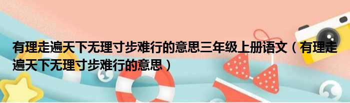 有理走遍天下无理寸步难行的意思三年级上册语文（有理走遍天下无理寸步难行的意思）