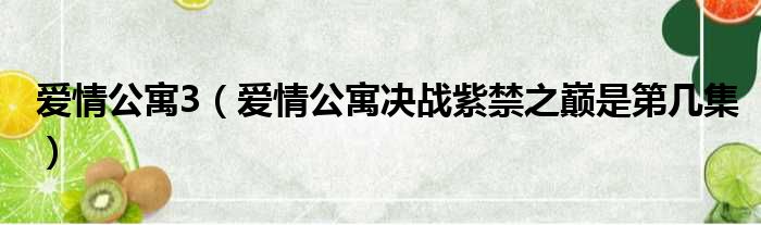 爱情公寓3（爱情公寓决战紫禁之巅是第几集）