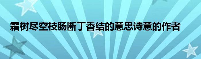  霜树尽空枝肠断丁香结的意思诗意的作者