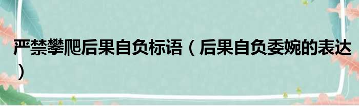 严禁攀爬后果自负标语（后果自负委婉的表达）