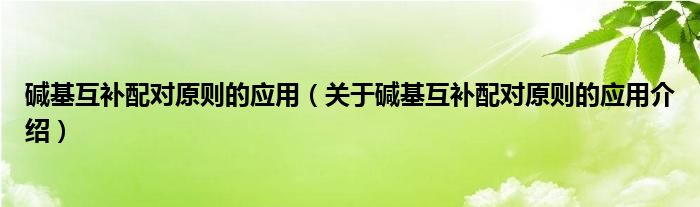  碱基互补配对原则的应用（关于碱基互补配对原则的应用介绍）