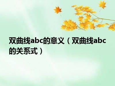 双曲线abc的意义（双曲线abc的关系式）