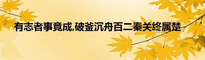  有志者事竟成 破釜沉舟百二秦关终属楚