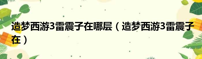 造梦西游3雷震子在哪层（造梦西游3雷震子在）