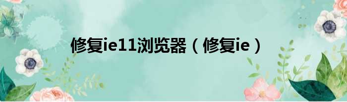 修复ie11浏览器（修复ie）