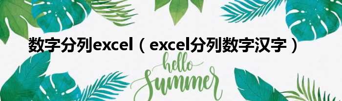 数字分列excel（excel分列数字汉字）