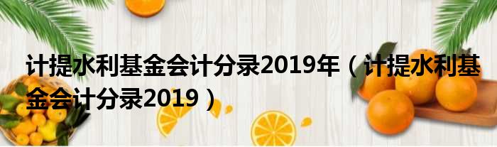 计提水利基金会计分录2019年（计提水利基金会计分录2019）