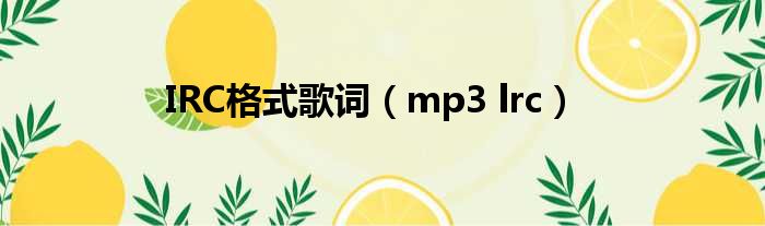 IRC格式歌词（mp3 lrc）