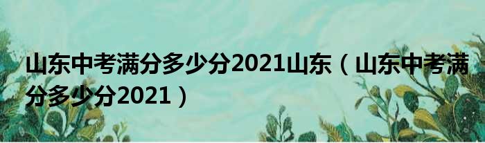 山东中考满分多少分2021山东（山东中考满分多少分2021）