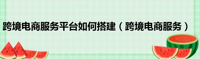 跨境电商服务平台如何搭建（跨境电商服务）