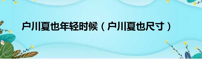 户川夏也年轻时候（户川夏也尺寸）