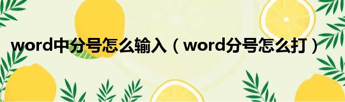 word中分号怎么输入（word分号怎么打）