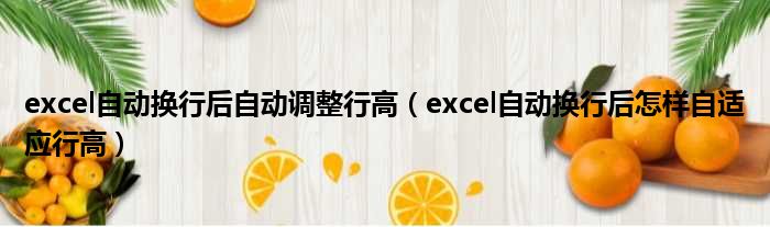 excel自动换行后自动调整行高（excel自动换行后怎样自适应行高）