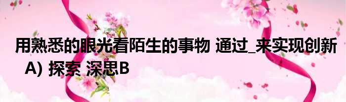 用熟悉的眼光看陌生的事物 通过 来实现创新  A) 探索 深思B