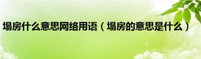 塌房什么意思网络用语（塌房的意思是什么）