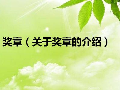 奖章（关于奖章的介绍）