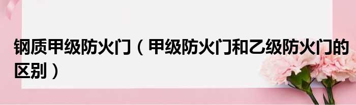 钢质甲级防火门（甲级防火门和乙级防火门的区别）