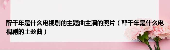 醉千年是什么电视剧的主题曲主演的照片（醉千年是什么电视剧的主题曲）