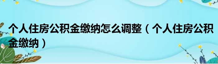 个人住房公积金缴纳怎么调整（个人住房公积金缴纳）