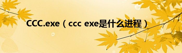  CCC.exe（ccc exe是什么进程）