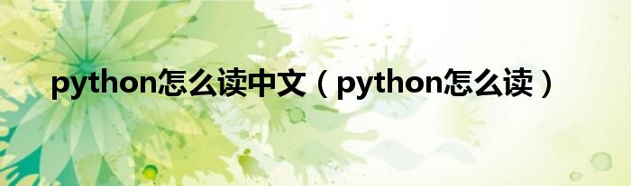  python怎么读中文（python怎么读）