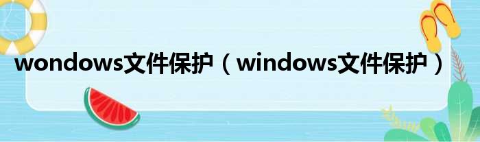 wondows文件保护（windows文件保护）