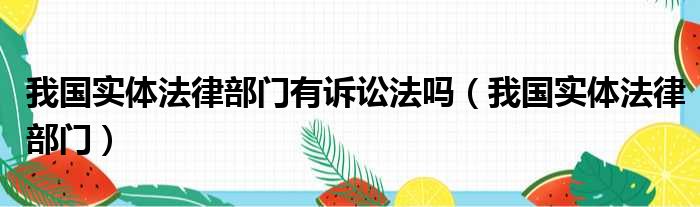 我国实体法律部门有诉讼法吗（我国实体法律部门）