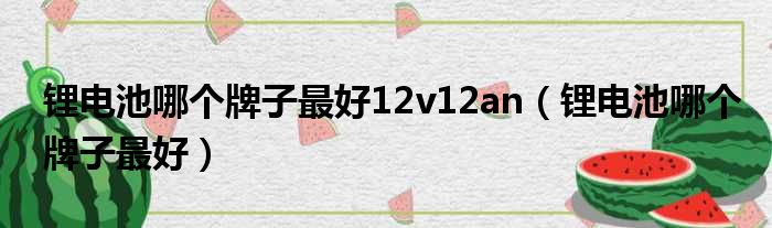 锂电池哪个牌子最好12v12an（锂电池哪个牌子最好）