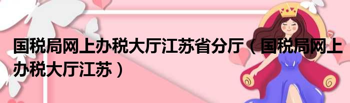 国税局网上办税大厅江苏省分厅（国税局网上办税大厅江苏）