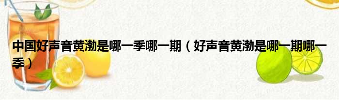 中国好声音黄渤是哪一季哪一期（好声音黄渤是哪一期哪一季）