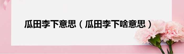 瓜田李下意思（瓜田李下啥意思）