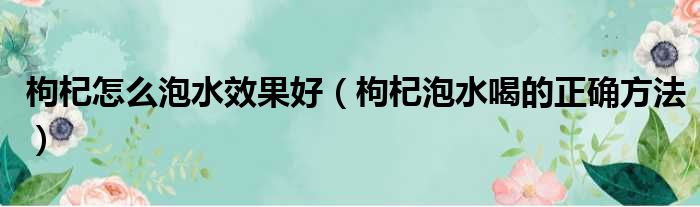 枸杞怎么泡水效果好（枸杞泡水喝的正确方法）