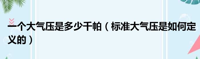 一个大气压是多少千帕（标准大气压是如何定义的）