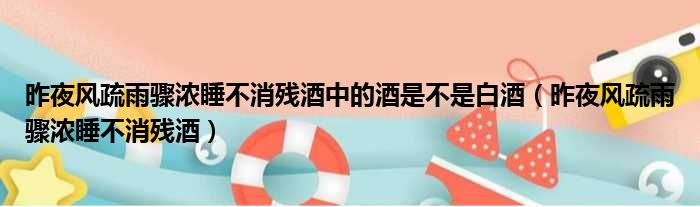 昨夜风疏雨骤浓睡不消残酒中的酒是不是白酒（昨夜风疏雨骤浓睡不消残酒）