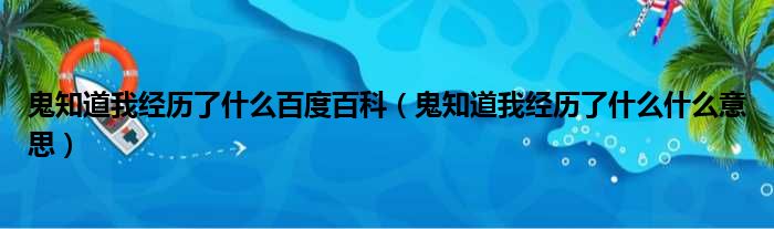 鬼知道我经历了什么百度百科（鬼知道我经历了什么什么意思）