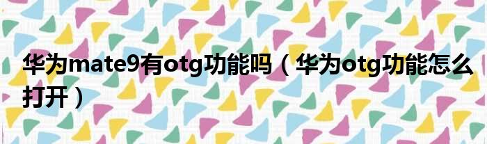 华为mate9有otg功能吗（华为otg功能怎么打开）